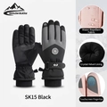 Winter thermal skiing gloves SK15 in black with waterproof fabric and touchscreen tips - One Size / SK15 Classic Style / Black