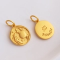 Matte gold Aquarius zodiac charm pendant with Friendly engraving for DIY jewelry - Aquarius - H-11202