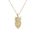 Elegante gouden uil hanger ketting met witte parels en sprankelende strass-ogen - Uilvorm (CN001534CX)