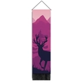 Forest deer silhouette tapestry with purple gradient mountains and black tassels - 32.5x130cm / Style-8 (Deer & Purple Forest)