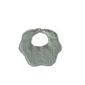 Grey-green petal-shaped baby bib made of soft absorbent crinkled cotton with snap button - Mint Green
