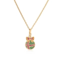Collana placcata oro con ciondolo a fiocco e pallina in zirconi colorati su bianco - Borsa Regalo di Natale Dorata