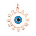 Rose gold Evil Eye pendant featuring black pupil and blue iris in white enamel - Rose Gold Enamel Evil Eye Style (K093024L1K2-R Gold)