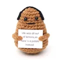 Handmade crochet potato doll with Life was all out of lemons encouraging card - Dark Brown Potato Headset L