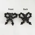 Front and back detail of matte black bear accessory with shiny bead trim decoration - Bear Bowknot 【Black】