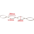 Silver stainless steel oval link chain for DIY jewelry, size 28x14mm with 1.5mm thickness - Steel Color Handmade Oval Chain 14mm