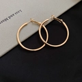 Detailed close-up of golden polished geometric round hoop earrings with elegant glossy finish - 925 Silver Needle / Gold - Small (4cm)
