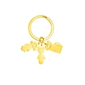 Golden keychain with cute cartoon boy, girl and cat pendants in a polished finish - 1 Cat 1 Girl 1 Boy / Gold