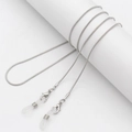Chic silver snake chain eyewear strap with lobster clasps and silicone non-slip loops - Silver Tone Snake Chain