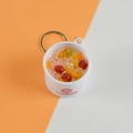 Creative realistic miniature mixed grain congee keychain with red dates and metal ring - Barrel Diameter 4cm / Red Date Sago Dew