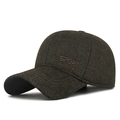 Gorra de béisbol de invierno para hombre en marrón oscuro con bordado SPORT - Ajustable / café