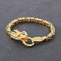 Golden Byzantine chain bracelet for men featuring a dragon head clasp design - Gold / 19cm