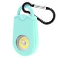 Light blue portable safety alarm and COB LED light with durable black carabiner clip - Blue