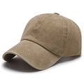 Classic washed cotton baseball cap in brown khaki finish with vintage six-panel design - Adjustable / Khaki
