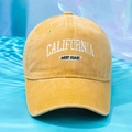 Detailed embroidery of CALIFORNIA WEST COAST on a vintage yellow washed cotton cap - Adjustable / Yellow