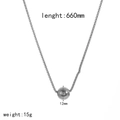 Detailed size chart showing 660mm chain length and 12mm silver ball pendant dimensions - Silver Ball Pendant Necklace (TN3444-S)