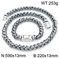 Ensemble bijoux homme en acier inoxydable tressé avec collier et bracelet argenté - Parure de Bijoux Couleur Acier