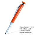 Professional orange deep hole carpenter pencil with 2.8mm black lead and metal tip - Orange Pencil