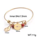 Goldfarbener Armreif mit I Love You Herz-Anhänger und roten Perlen für Frauen - Gold
