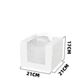 Λευκό κουτί τούρτας με παράθυρο 21x21x17cm από χοντρό πλαστικοποιημένο χαρτόνι - 6 Ιντσών Λευκό Με Δίσκο