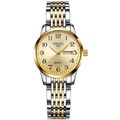 Elegant two-tone steel watch with champagne dial and day-date display for women - Two-tone Gold Band - Gold Dial
