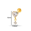 Titanium flat back stud earring with heart and round cubic zirconia in gold finish - Heart Pendant Style (6#) / Gold