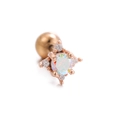 Roségouden opaal oorknopje met kleine zirkoon en een veilige bolvormige schroefsluiting - EGD0144 Roségoud