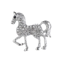 Silver horse brooch featuring sparkling rhinestones and a black eye detail - Xd825336-1