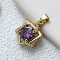 Pendentif hexagramme plaqué or avec pierre violette et micro-pavage de zircons - Cœur de Pêche-Étoile/Violet