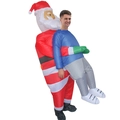 Funny Santa Claus piggyback inflatable costume for Christmas party cosplay and fun events - Santa Claus Hugs People / One Size