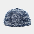 Detail of blue and white textured denim fabric on a vintage brimless docker hat - Blue & White Irregular Striped Style (Color #16)