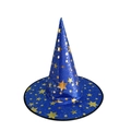 Chapeau de sorcier bleu avec étoiles dorées pour déguisements Halloween adultes - Taille unique / Bleu