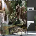 Waterproof dinosaur polyester shower curtain with a realistic T-Rex forest design - Dinosaur Pattern 07