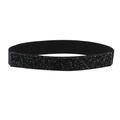 Close-up of black rhinestone embellishment and elastic fabric texture on this wide belt - Black Narrow / Model 13