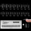 Detailed size chart for 16 sizes of matte soft gel nail tips in coffin shape set - Western Style 01 / 256 Pieces