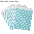 Set di 20 sacchetti regalo in carta kraft azzurra con trifoglio e pois e bordi a zigzag - 4 Fantasie Miste / Set da 20 Pezzi / Verde petrolio
