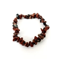 Handmade bracelet featuring natural irregular red-brown and black stone chips - Mahogany Obsidian