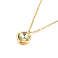 Minimalist golden necklace featuring a 13mm yellow cushion-cut zircon stone - Champagne (KN84661-GC)