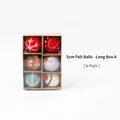 Set de 6 bolas de Navidad de fieltro 5cm con motivos de copos de nieve y jengibre en caja - Bolas de fieltro de 5 cm Estilo A (Juego de 6)