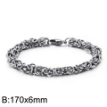 Silver Byzantine chain bracelet for men in stainless steel 170x6mm size detail - 170mmx6mm(KB168577-Z)