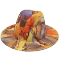 Chapeau Fedora classique avec un motif de marbre abstrait multicolore éclatant - Style Marbre Rouge Orange et Violet (01色) / M (56-58cm)