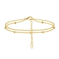 Zweilagiges S925 Sterlingsilber Perlenarmband mit verstellbarer Goldbeschichtung - Goldener Stil (SB200-14k)