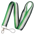 Green, white, grey, and black striped nylon lanyard with a durable metal lobster clasp - Green Grey Stripe/YZ18-12