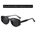 Glossy black TR90 frame polarized sunglasses with grey lenses for women, variant C1 - Glossy Black Frame / Gray Lens