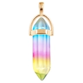Rainbow crystal hexagonal prism pendant with gold-plated setting and colorful gradient finish - Gradient (Yellow-Pink-Blue) / Gold Cap Hexagonal Pendant