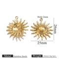 Golden stainless steel sun and moon pendant charm for DIY jewelry making 28x25mm - Gold Sun Moon Two-in-One Pendant