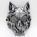 Silberne Monster-Totenkopfmaske für Halloween-Cosplay mit antiker Knochenstruktur - Werwolf (Silber)