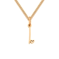Golden titanium steel necklace featuring a minimalist key pendant with a hollow heart detail - Letter I / Gold
