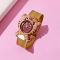 Children's slap watch with brown tiger cartoon dial and yellow silicone strap - Tiger