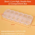 Transparent 12-slot plastic organizer box with numbered lids for small crafts and tools - 1.1 High Low-Style Slot Box (12.9x5.1x1.1cm)